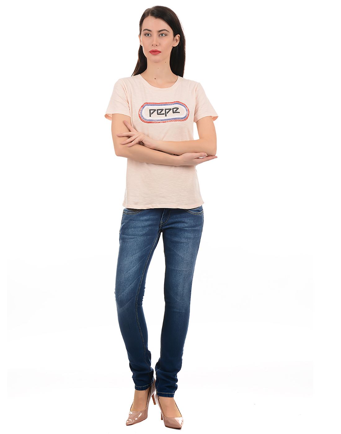 Pepe Jeans Women Casual Wear Pink T-Shirt